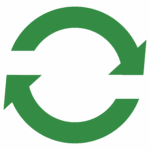 Two green arrows forming a circle, representing a synchronization or refresh symbol on a black background.